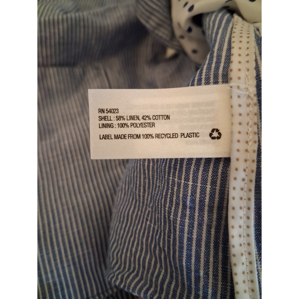 Gap Academy Blazer Blue White Mini Stripe Linen Cotton Jacket 6 Petite 4 - Picture 11 of 13